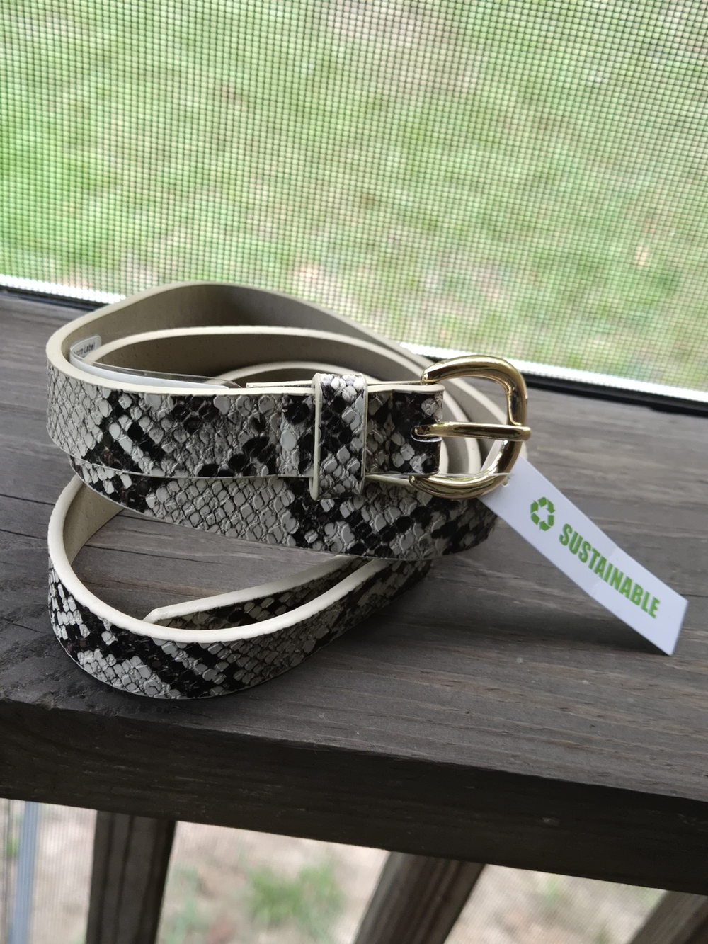 Women’s Snake-Print Faux Leather Belt
